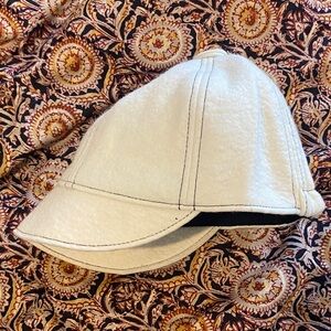 Lika 100% wool White Cap with Black Trim SMALL